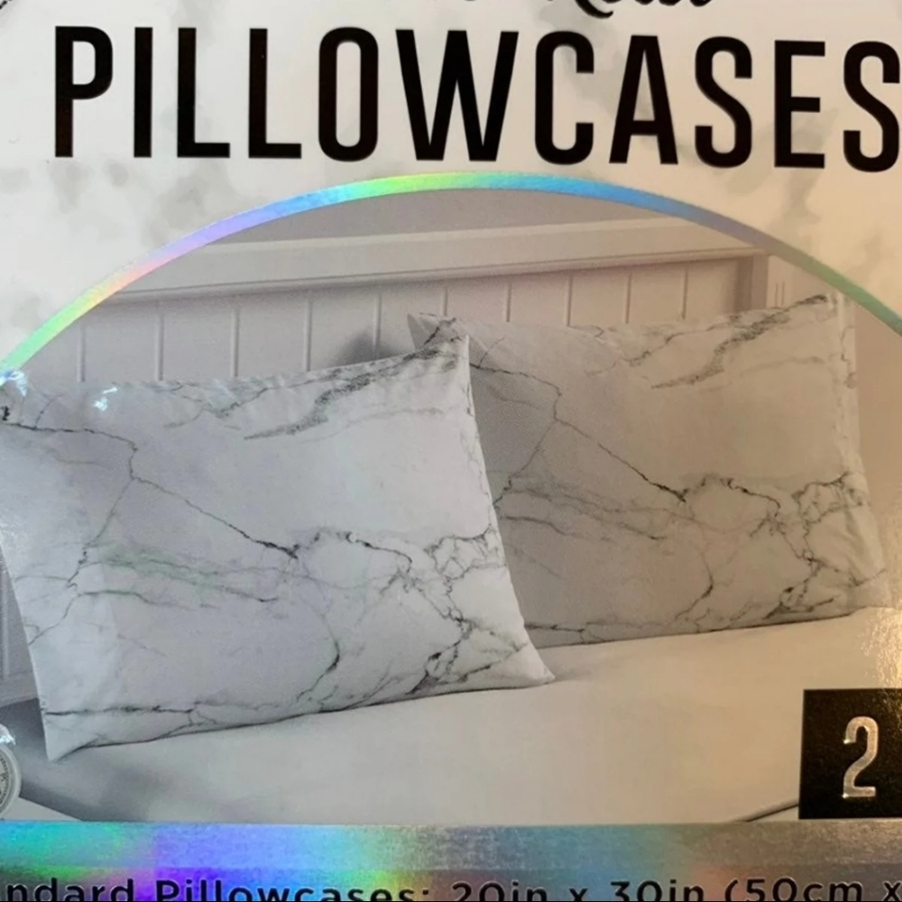 White grey marble pillowcases 2 pack standard